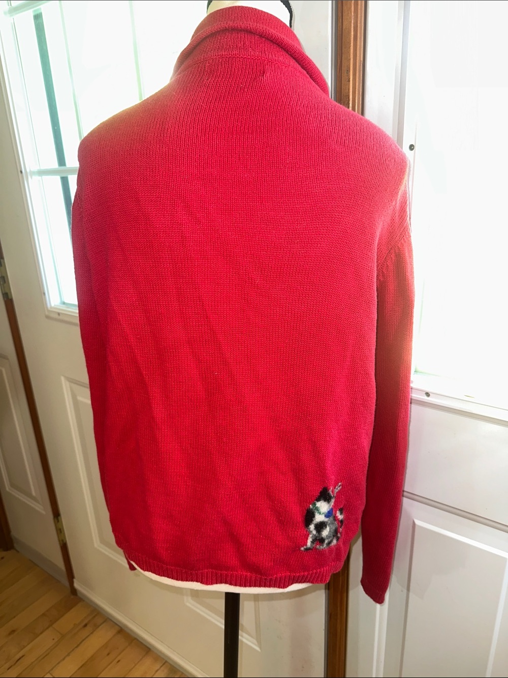Vintage Rainbow Bright Red Knit cardigan with Cat Felting and Embroidered - Picture 2 of 7